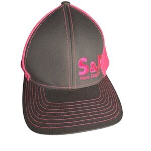 Embassy S&H Farm Supply Pink Brown Trucker‎ Hat Embroidered Logo Mesh Snapback